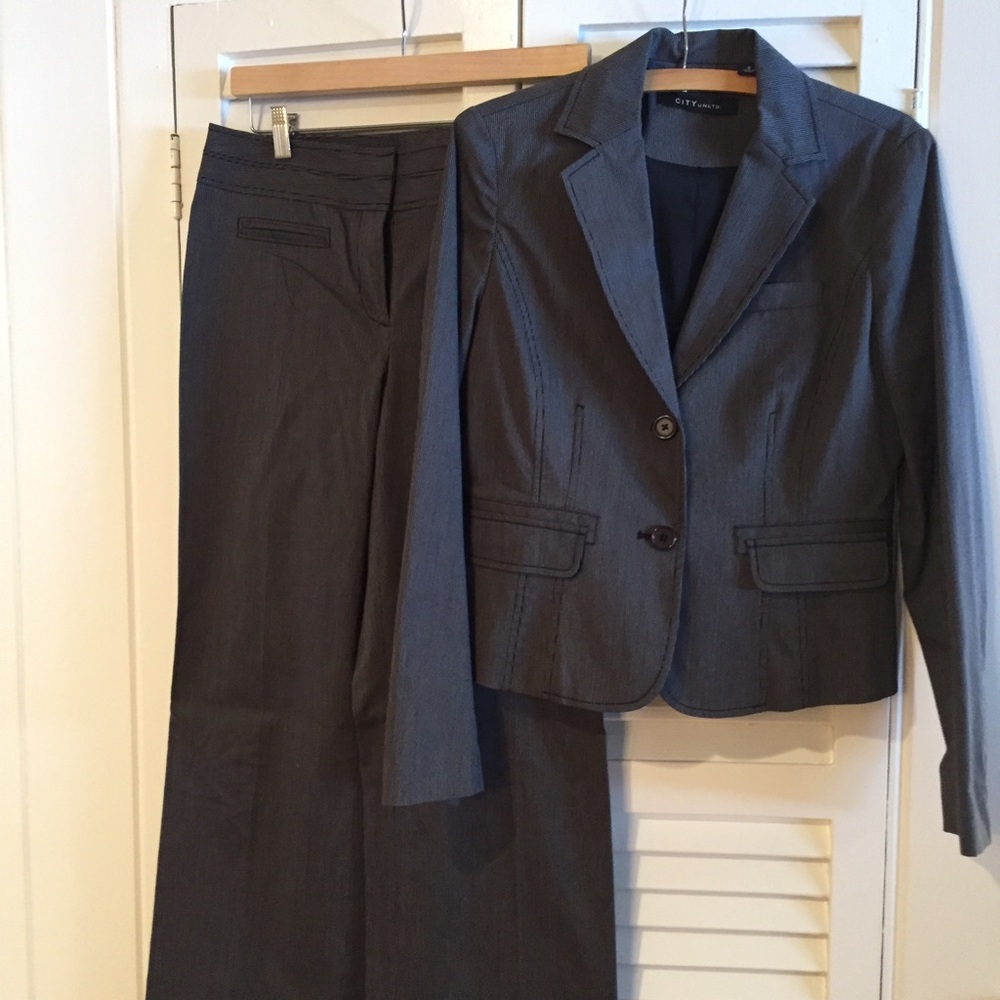 Grey wide leg suit